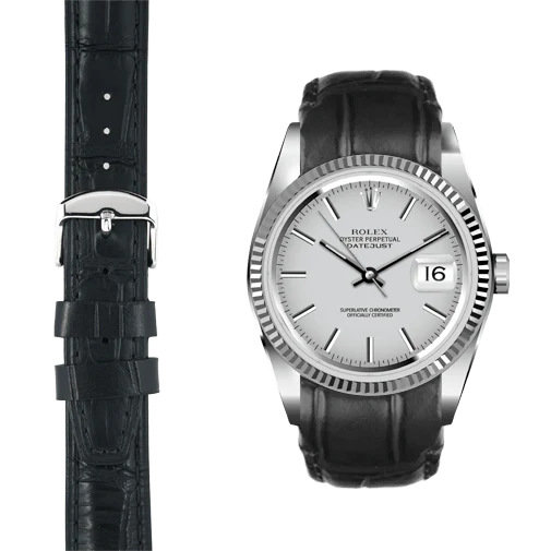 Curved End Leather Strap for Rolex Datejust (5 Digit Reference) with Tang Buckle - Image 11