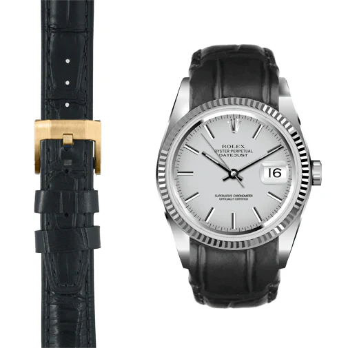 Curved End Leather Strap for Rolex Datejust (5 Digit Reference) with Tang Buckle - Image 15