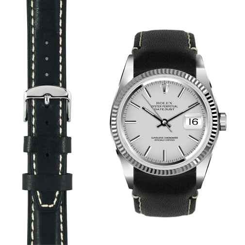 Curved End Leather Strap for Rolex Datejust (5 Digit Reference) with Tang Buckle - Image 19