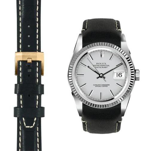 Curved End Leather Strap for Rolex Datejust (5 Digit Reference) with Tang Buckle - Image 24