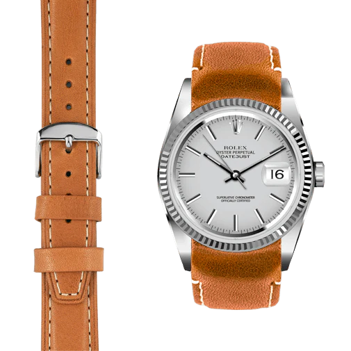 Curved End Leather Strap for Rolex Datejust (5 Digit Reference) with Tang Buckle - Image 29