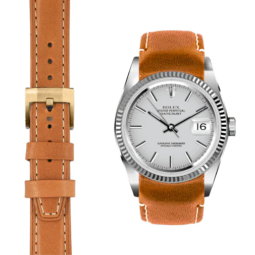 Curved End Leather Strap for Rolex Datejust (5 Digit Reference) with Tang Buckle - Image 34