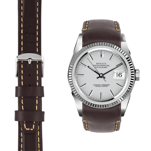 Curved End Leather Strap for Rolex Datejust (5 Digit Reference) with Tang Buckle - Image 39