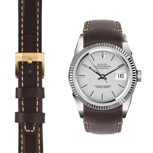 Curved End Leather Strap for Rolex Datejust (5 Digit Reference) with Tang Buckle - Image 44