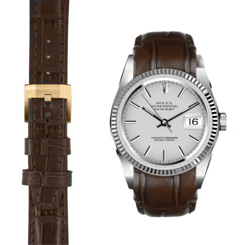 Curved End Leather Strap for Rolex Datejust (5 Digit Reference) with Tang Buckle - Image 6