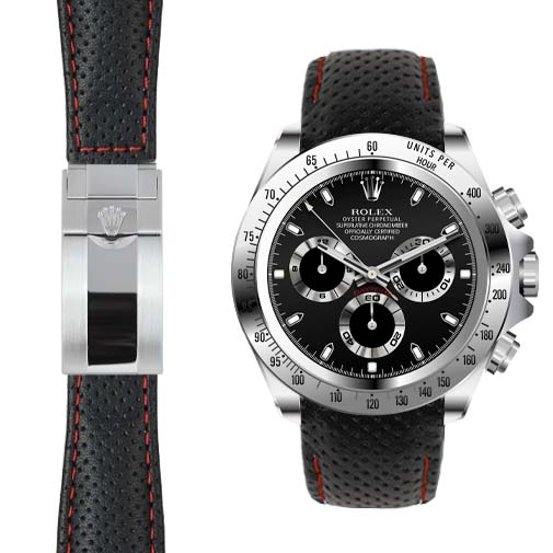 Curved End Leather Strap for Rolex Daytona Deployant - Image 3