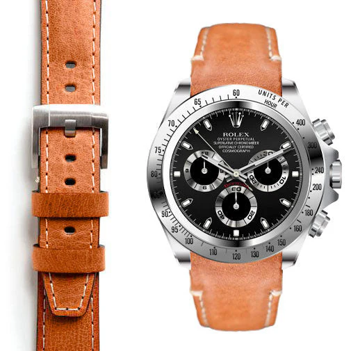 Curved End Leather Strap for Rolex Daytona with Tang Buckle - Image 6