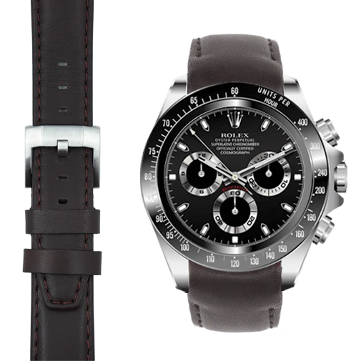 Curved End Leather Strap for Rolex Ceramic Daytona with Tang Buckle - Image 11