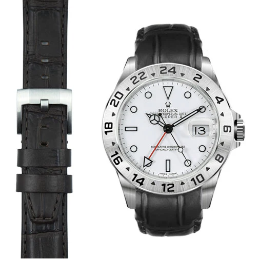Curved End Leather Strap for Rolex Explorer II with Tang Buckle - Image 16