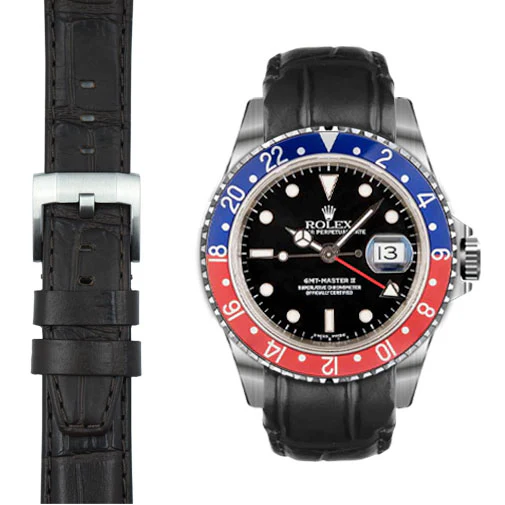 Curved End Leather Strap for Rolex GMT Master I & II with Tang Buckle - Image 16