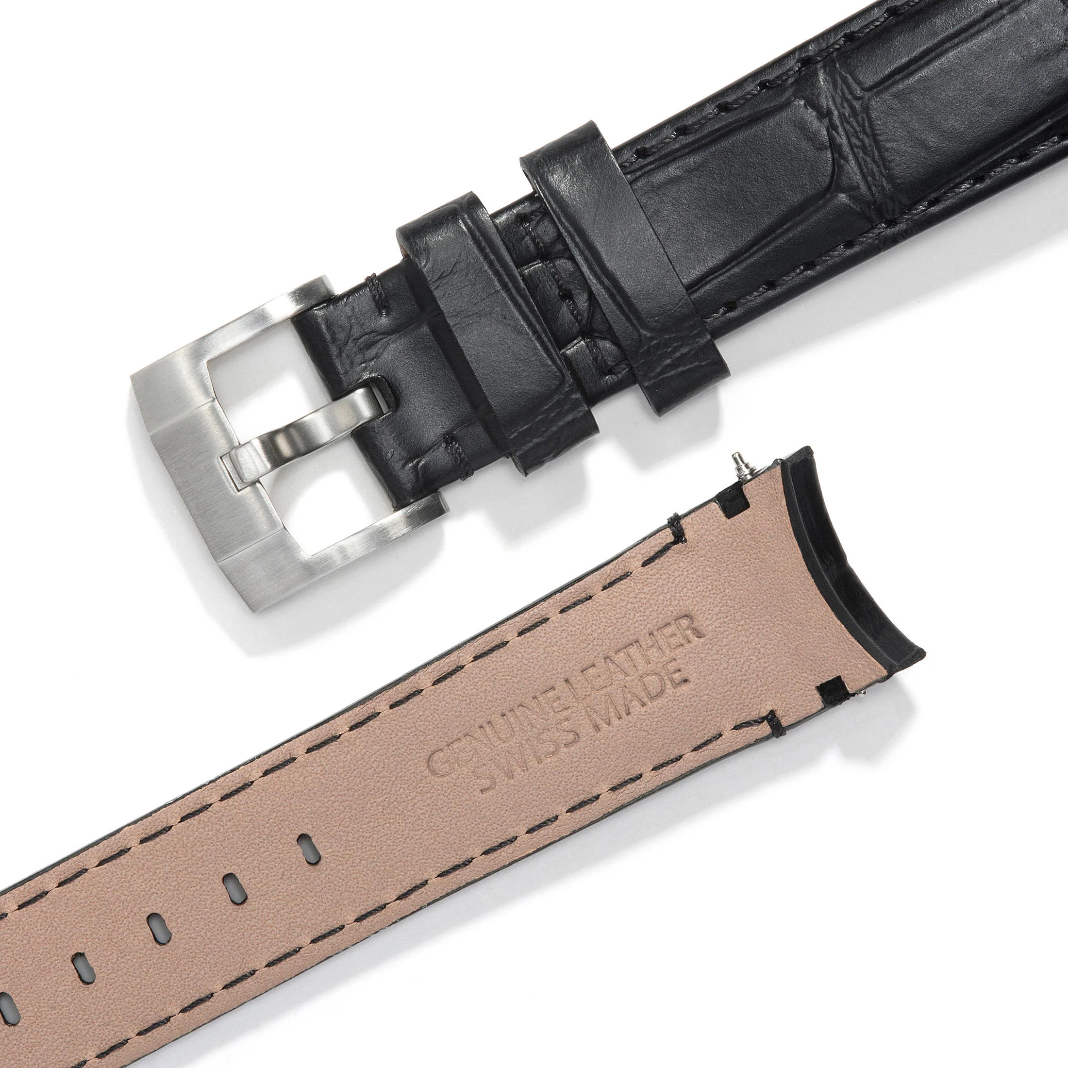 Curved End Leather Strap for Rolex GMT Master II Ceramic with Tang Buckle - Image 18