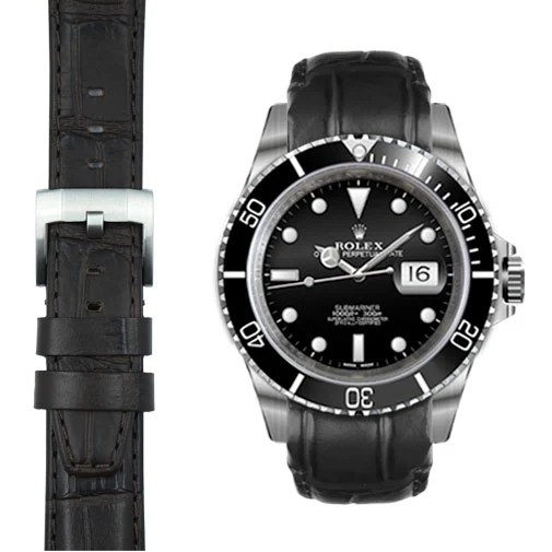 Curved End Leather Strap for Rolex Submariner with Tang Buckle - Image 16