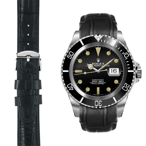 Curved End Leather Strap for Rolex Submariner Date with Tang Buckle - Image 11