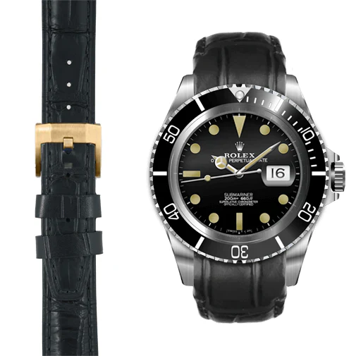 Curved End Leather Strap for Rolex Submariner Date with Tang Buckle - Image 15