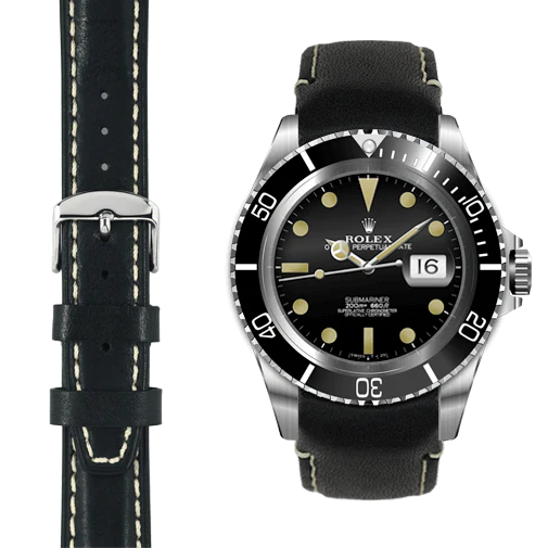 Curved End Leather Strap for Rolex Submariner Date with Tang Buckle - Image 19