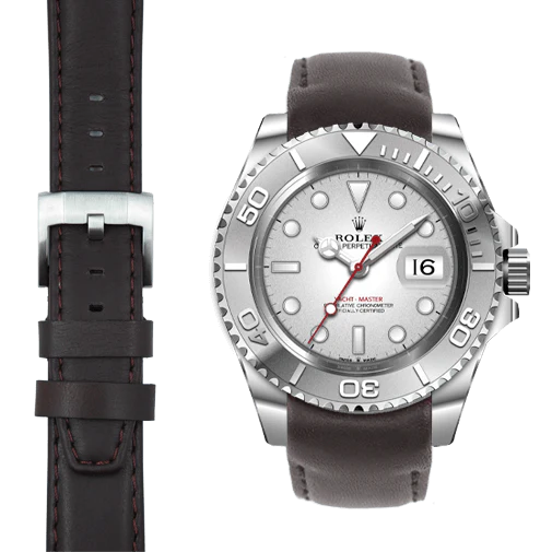 Curved End Leather Strap for Rolex Yacht-Master with Tang Buckle - Image 11
