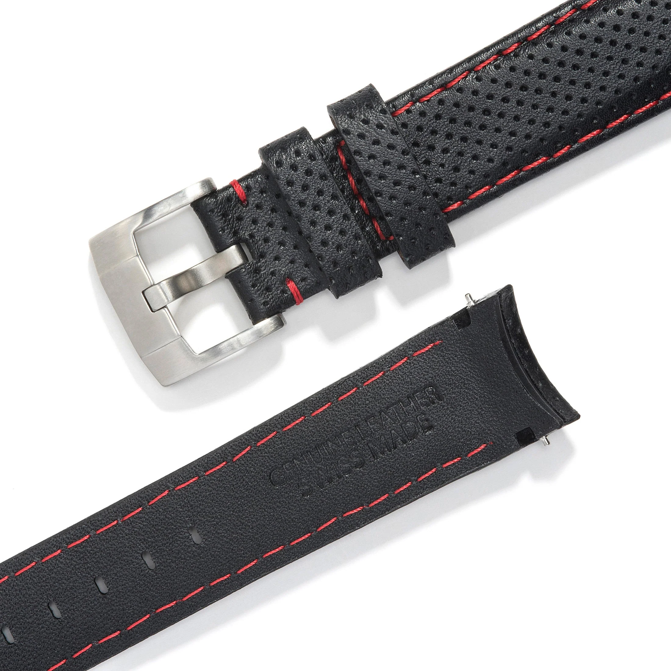 Curved End Racing Leather Strap for Rolex Daytona with Tang Buckle - Image 3