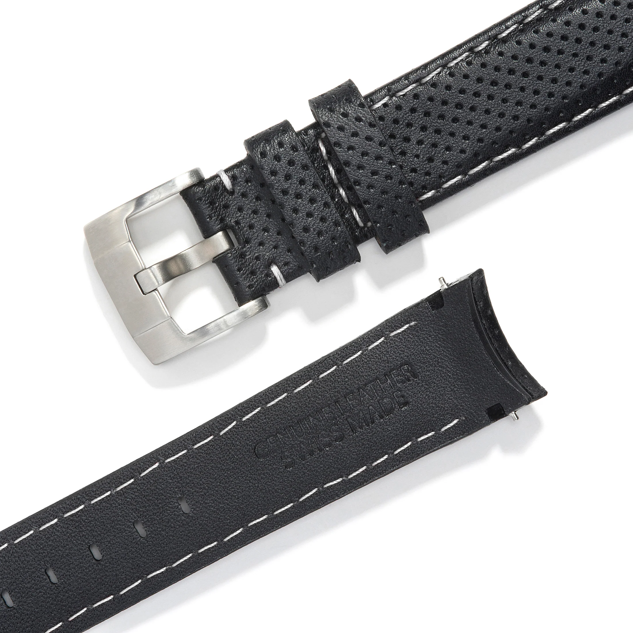 Curved End Racing Leather Strap for Rolex Ceramic Daytona with Tang Buckle - Image 10