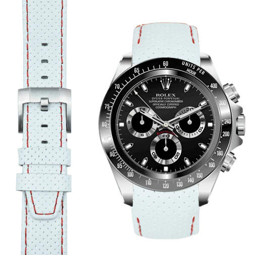 Curved End Racing Leather Strap for Rolex Ceramic Daytona with Tang Buckle - Image 5