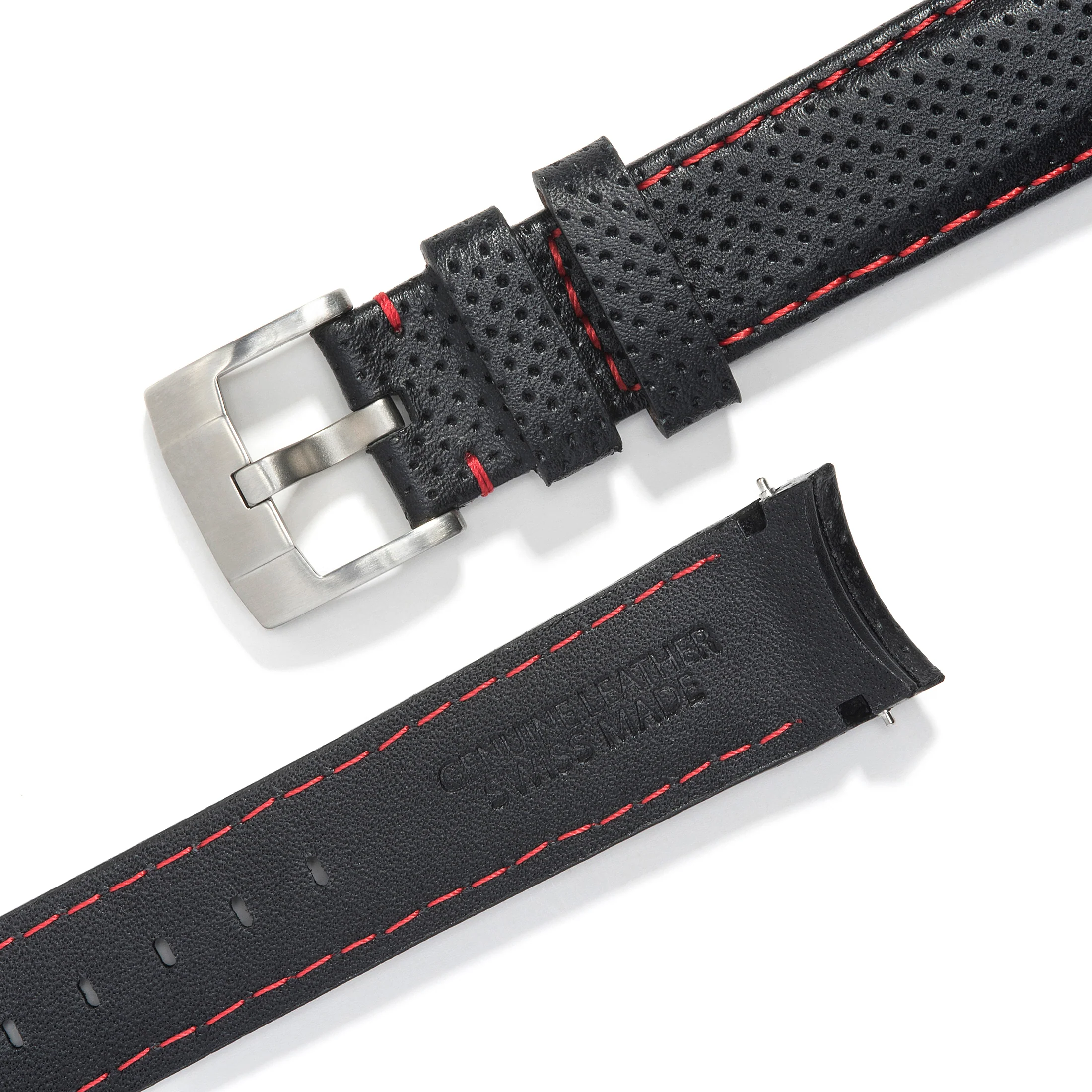 Curved End Racing Leather Strap for Rolex Explorer I with Tang Buckle - Image 3