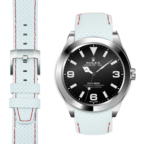Curved End Racing Leather Strap for Rolex Explorer I with Tang Buckle - Image 5