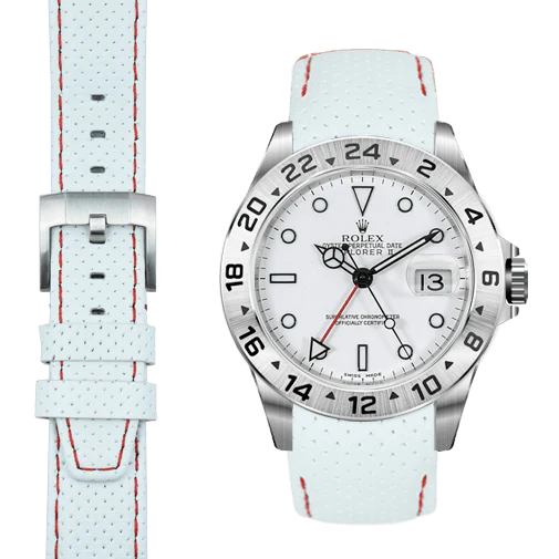 Curved End Racing Leather Strap for Rolex Explorer II with Tang Buckle - Image 5