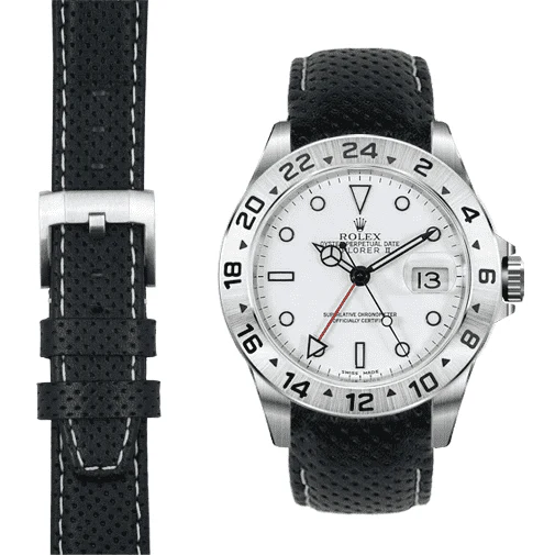Curved End Racing Leather Strap for Rolex Explorer II with Tang Buckle - Image 8