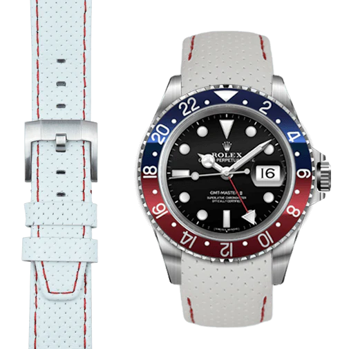 Curved End Racing Leather Strap for Rolex GMT Master I & II with Tang Buckle - Image 5