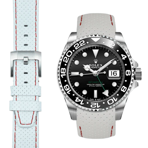 Curved End Racing Leather Strap for Rolex GMT Master II Ceramic with Tang Buckle - Image 5