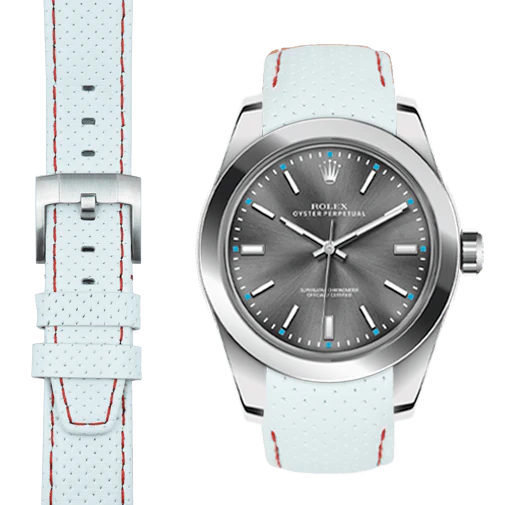 Curved End Racing Leather Strap for Rolex Oyster Perpetual 39mm with Tang Buckle - Image 5