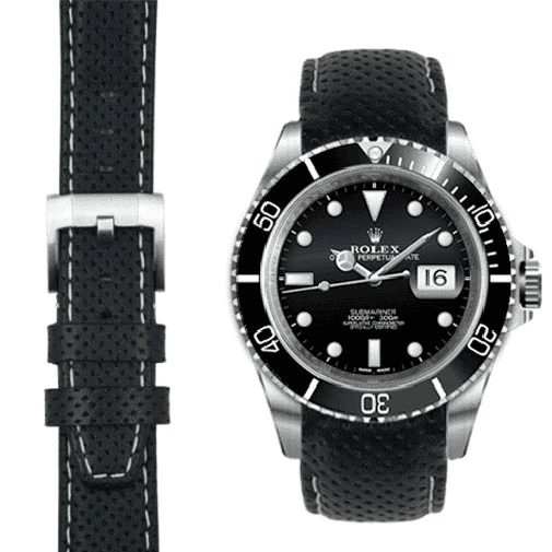 Curved End Racing Leather Strap for Rolex Submariner with Tang Buckle - Image 8