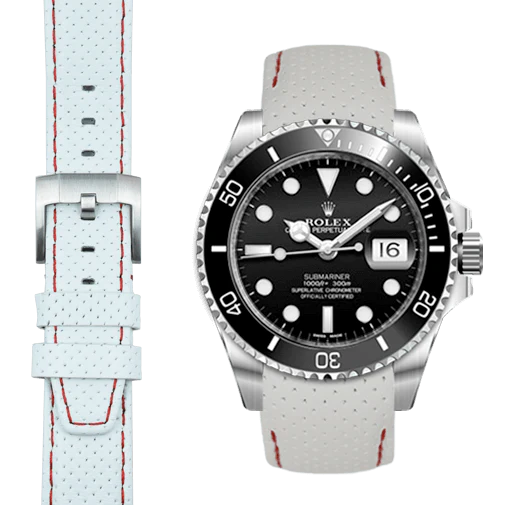 Curved End Racing Leather Strap for Rolex Submariner Ceramic with Tang Buckle - Image 5