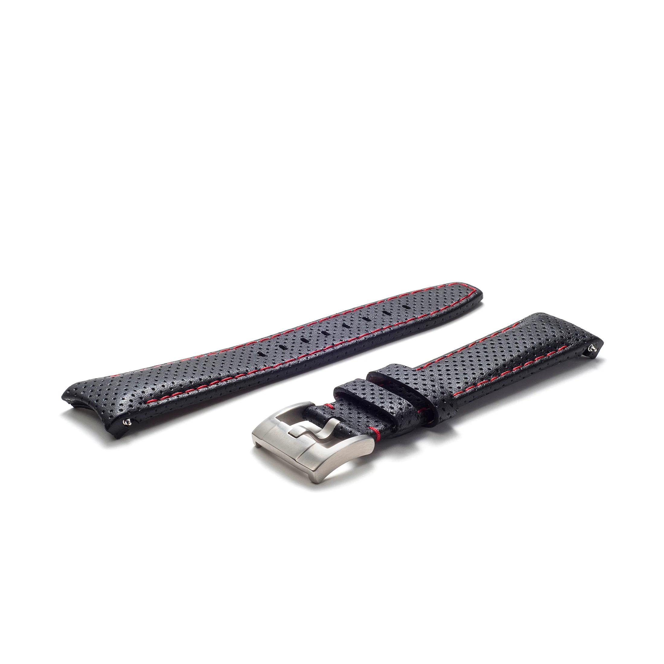 Curved End Racing Leather Strap with Tang Buckle for Rolex Sub Ceramic No-Date - Image 2