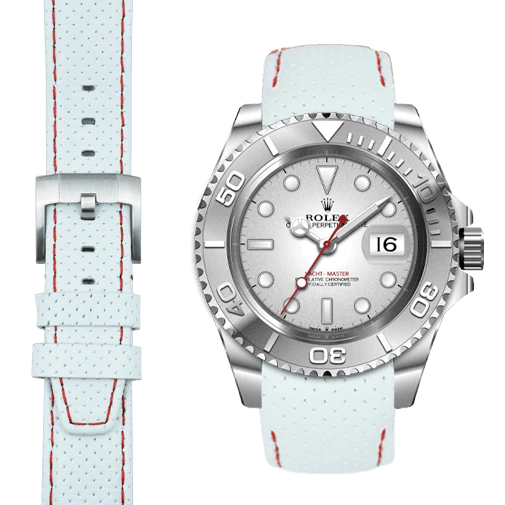 Curved End Racing Leather Strap for Rolex Yacht-Master with Tang Buckle - Image 5
