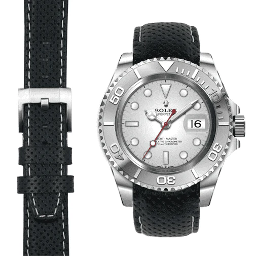 Curved End Racing Leather Strap for Rolex Yacht-Master with Tang Buckle - Image 8