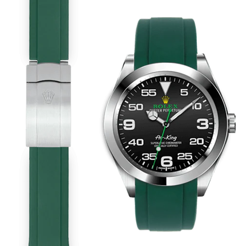 Curved End Rubber Strap for Rolex Air-King Deployant - Image 2