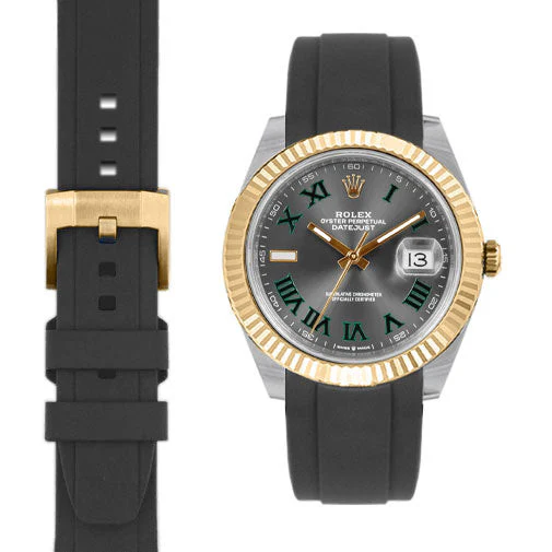 Curved End Rubber Strap for Rolex Datejust 41mm with Tang Buckle - Image 10