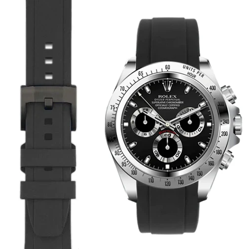 Curved End Rubber Strap for Rolex Daytona with Tang Buckle - Image 5