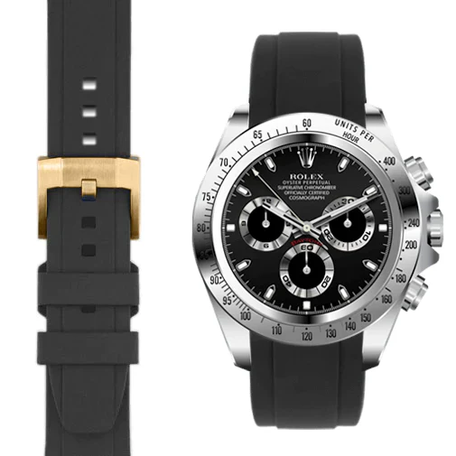 Curved End Rubber Strap for Rolex Daytona with Tang Buckle - Image 9