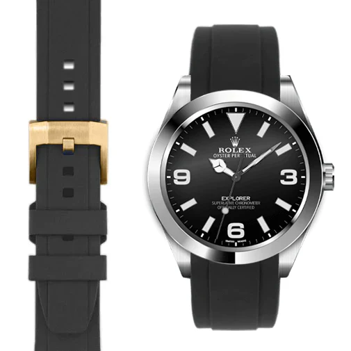 Curved End Rubber Strap for Rolex Explorer I with Tang Buckle - Image 10