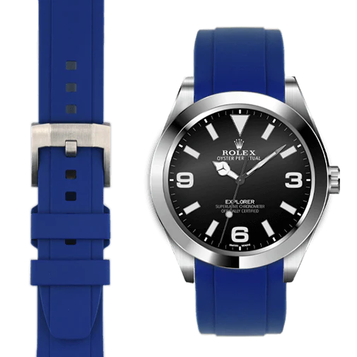 Curved End Rubber Strap for Rolex Explorer I with Tang Buckle - Image 15