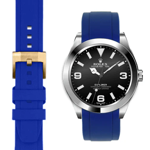 Curved End Rubber Strap for Rolex Explorer I with Tang Buckle - Image 24
