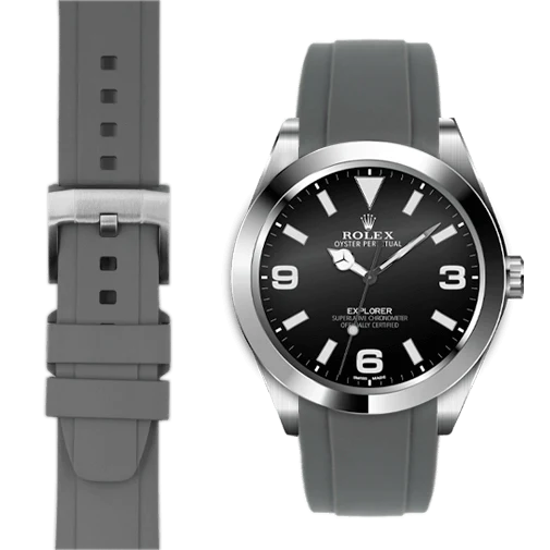 Curved End Rubber Strap for Rolex Explorer I with Tang Buckle - Image 28