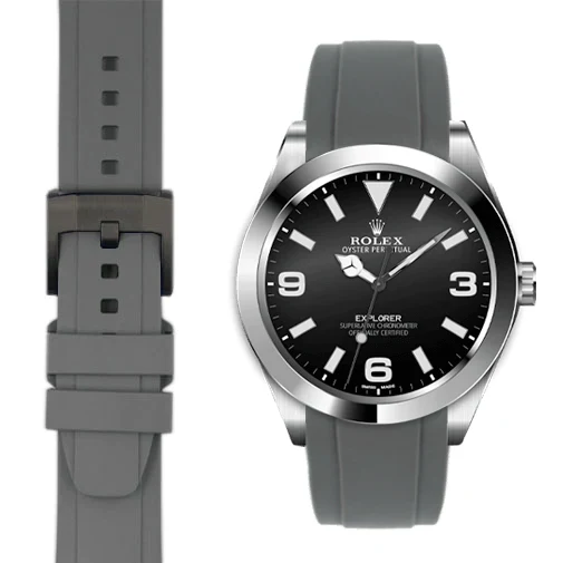 Curved End Rubber Strap for Rolex Explorer I with Tang Buckle - Image 33