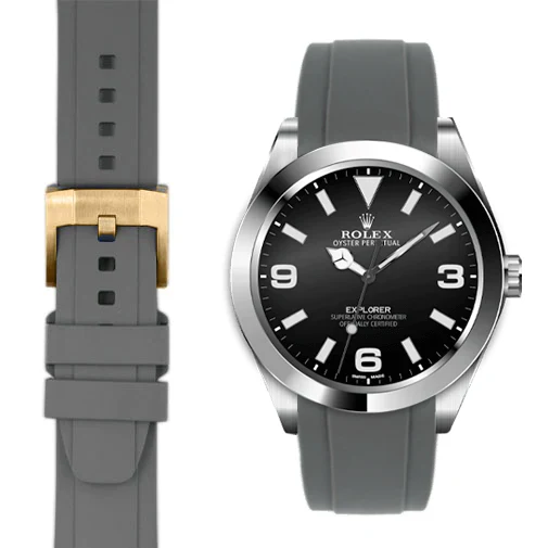Curved End Rubber Strap for Rolex Explorer I with Tang Buckle - Image 38