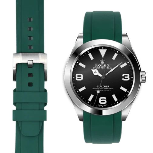 Curved End Rubber Strap for Rolex Explorer I with Tang Buckle - Image 43