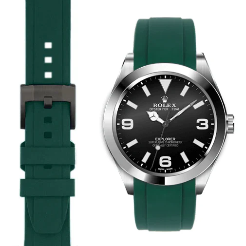 Curved End Rubber Strap for Rolex Explorer I with Tang Buckle - Image 48