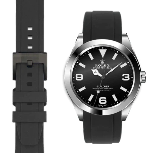 Curved End Rubber Strap for Rolex Explorer I with Tang Buckle - Image 6