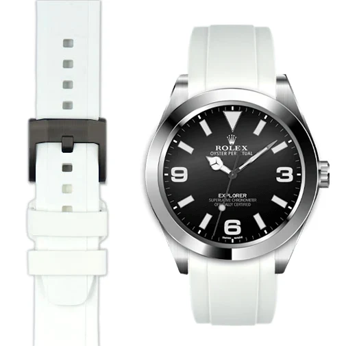 Curved End Rubber Strap for Rolex Explorer I with Tang Buckle - Image 76