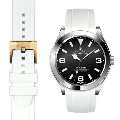 Curved End Rubber Strap for Rolex Explorer I with Tang Buckle - Image 82